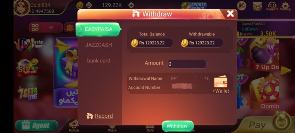 Teen Patti gold withdraw payment via Easypaisa & JazzCash